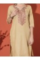 Magic Cotton Embroidered Chikoo Kurta Set