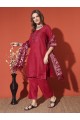 Magic Cotton Embroidered Maroon Kurta Set