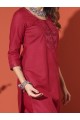 Magic Cotton Embroidered Maroon Kurta Set