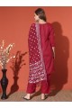 Magic Cotton Embroidered Maroon Kurta Set