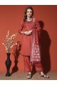 Magic Cotton Embroidered Orange Kurta Set