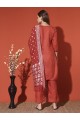 Magic Cotton Embroidered Orange Kurta Set