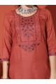 Magic Cotton Embroidered Orange Kurta Set