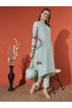 Sea Green Plain Chanderi Kurta Set (Top & Bottom)