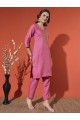 Magic Cotton Embroidered pink Kurta Set