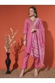 Magic Cotton Embroidered pink Kurta Set