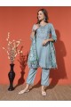 Magic Cotton Embroidered Sea Green Kurta Set