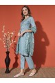 Magic Cotton Embroidered Sea Green Kurta Set