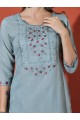 Magic Cotton Embroidered Sea Green Kurta Set