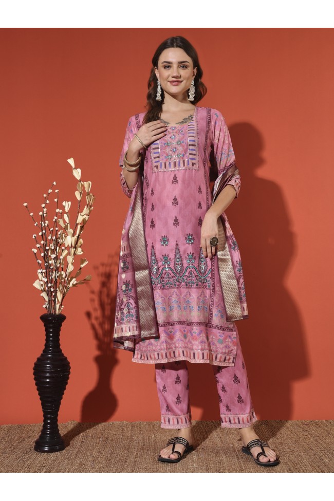 Gajari-Printed Muslin Kurta Set