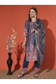 Dark Blue Printed Muslin Kurta Set