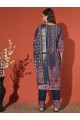 Dark Blue Printed Muslin Kurta Set