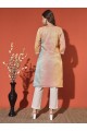 Peach-Colored Embroidered Shimmer Kurta Set (Top & Bottom)