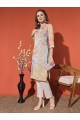 Peach-Colored Embroidered Shimmer Kurta Set (Top & Bottom)