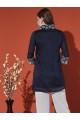 Blue Embroidered Silk Blend Kurta