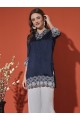 Blue Embroidered Silk Blend Kurta