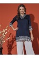 Blue Embroidered Silk Blend Kurta