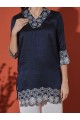 Blue Embroidered Silk Blend Kurta