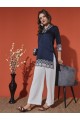 Blue Embroidered Silk Blend Kurta