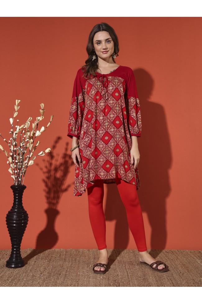 Maroon Mill Print Kurta