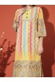 Yellow Digital Print Muslin Kurta Set