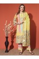 Yellow Digital Print Muslin Kurta Set