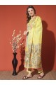 Yellow Digital Print Muslin Kurta Set