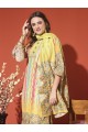 Yellow Digital Print Muslin Kurta Set