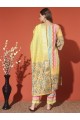 Yellow Digital Print Muslin Kurta Set