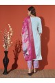 Sky-Colored Pure Cotton Embroidered Kurta Set