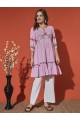 Pink Embroidered Pure Cotton Kurta