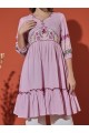 Pink Embroidered Pure Cotton Kurta