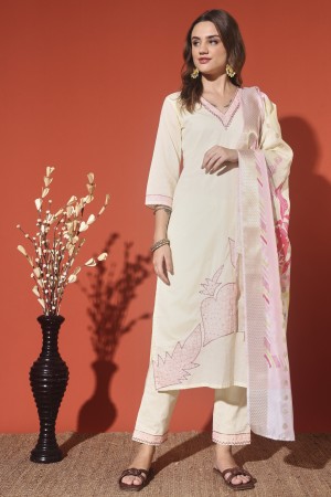 lemon yellow appliqué embroidered Kurta set
