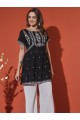 Black Embroidered Rayon Tunic